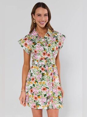 Avara Elsie Multi Belted Floral Short Dress - size extra small